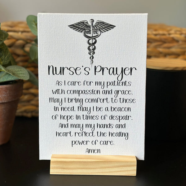 Nurse Prayer Sign Medical Caduceus, Gift for Nurse