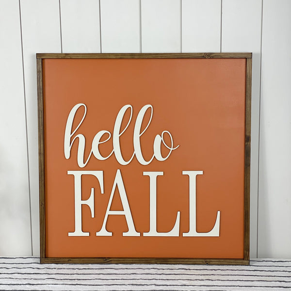 Hello Fall Framed Sign