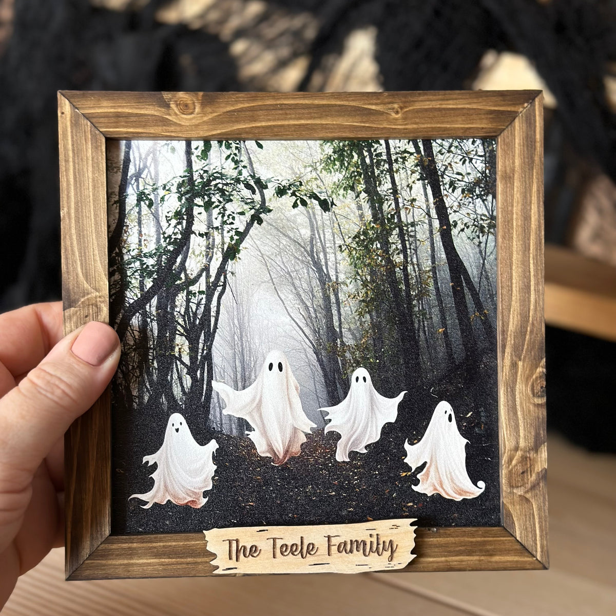 Personalized Halloween Wooden Sign - Gift Idea For Halloween/ Family - In This House We Love Family, Dream Big, Like Scary Movies, Play Games, Love Friday