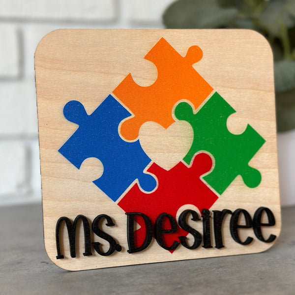 Personalized Puzzle Piece Desktop Sign