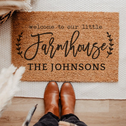 Welcome to Our Little Farmhouse Personalized Door Mat