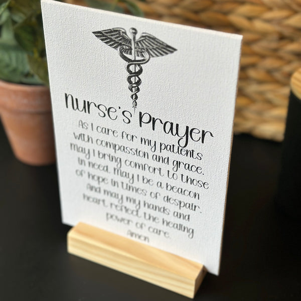 Nurse Prayer Sign Medical Caduceus, Gift for Nurse