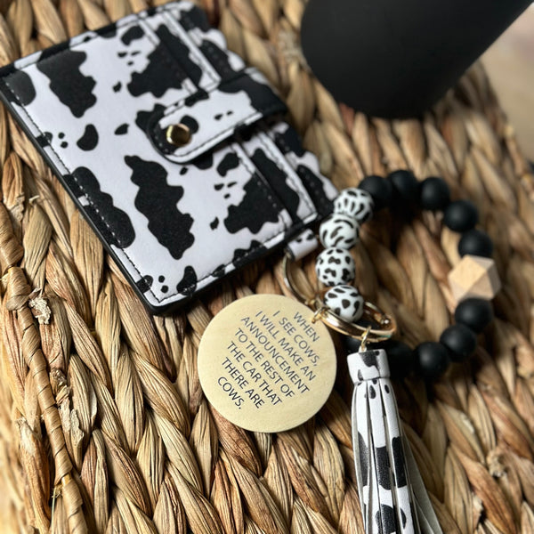 Cowprint Wristlet and Wallet with Cows Disc