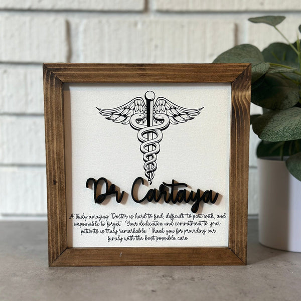 Personalized Doctor Sign, Medical Caduceus [Customize with any Profession]