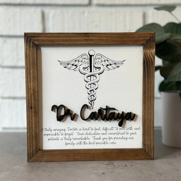 Personalized Doctor Sign, Medical Caduceus [Customize with any Profession]