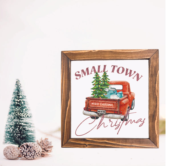 Small Town Christmas Framed Sign