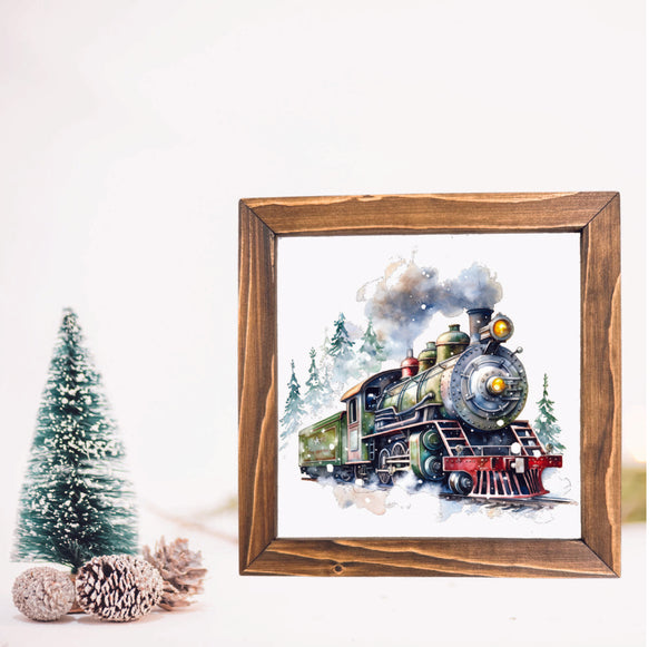 Train Christmas Framed Sign