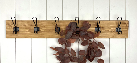Solid Wood Farmhouse Style Coat Rack for Entryway/Mudroom with Choice of Stain