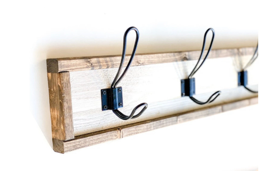 Framed Distressed Barn Wood Farmhouse Style Coat Rack for Entryway/Mudroom