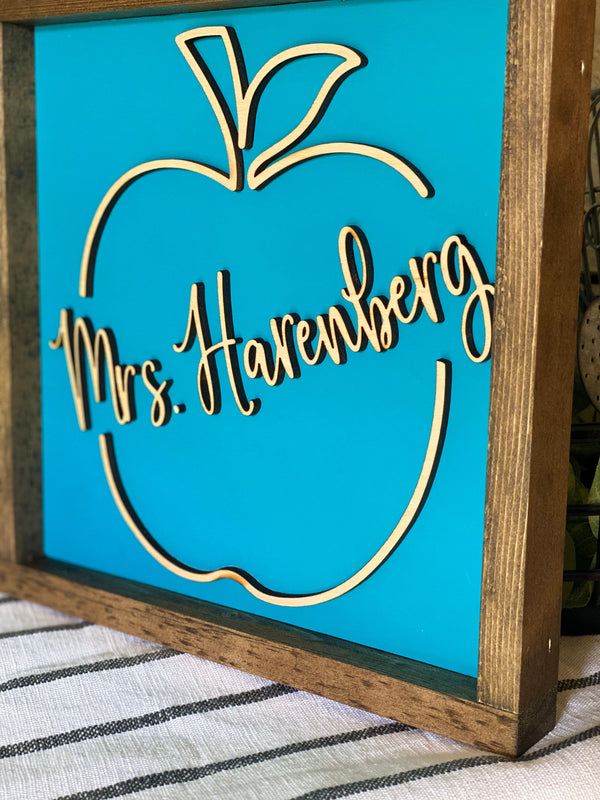 Personalized Teacher Apple Sign