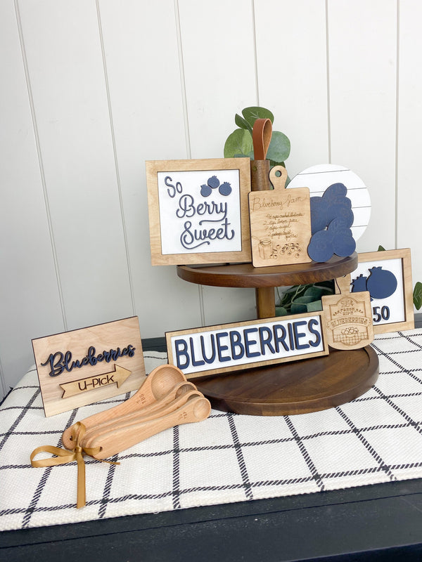 Blueberry Tiered Tray Sign Set