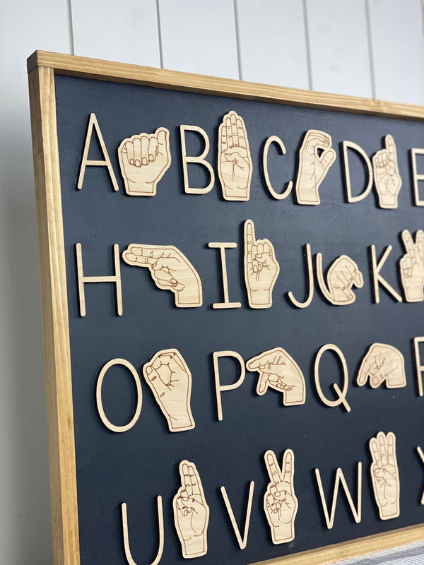 ASL Alphabet Wood Framed Sign