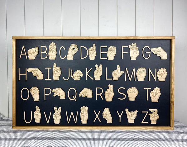 ASL Alphabet Wood Framed Sign