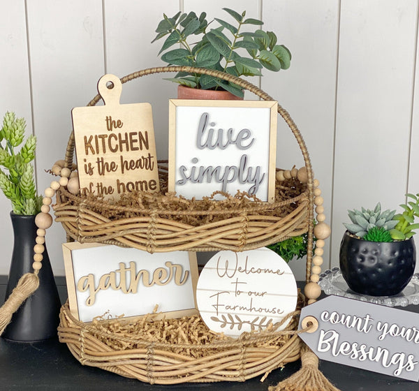 Home Tiered Tray Signs