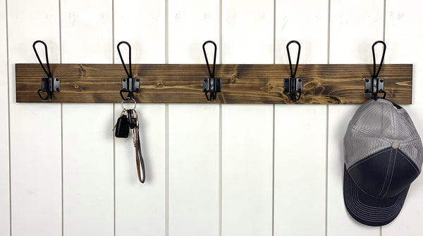 Farmhouse Coat/Towel Hook with Your Choice of Stain for Entryway, Mudroom and Bathroom