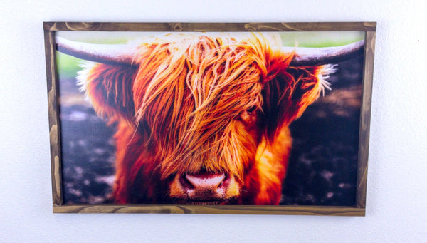 Highland Cow Wood Framed Sign