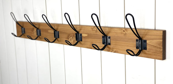 Farmhouse Coat/Towel Hook with Your Choice of Stain for Entryway, Mudroom and Bathroom