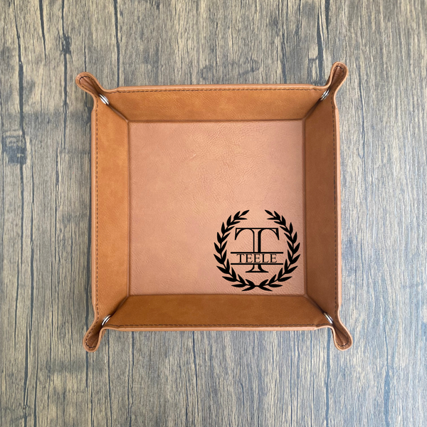 Personalized Monogram Leatherette Valet Tray