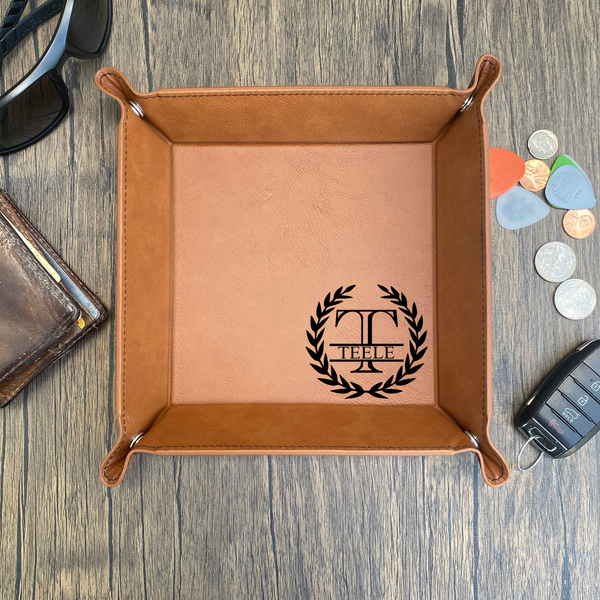 Personalized Monogram Leatherette Valet Tray