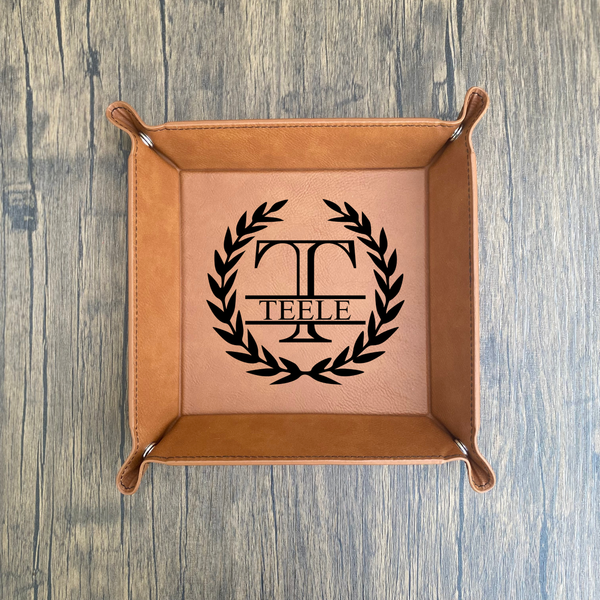 Personalized Monogram Leatherette Valet Tray