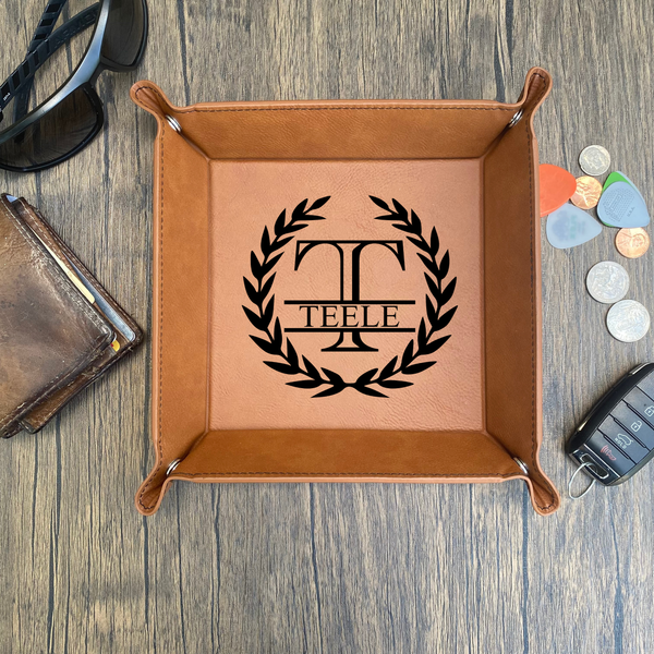 Personalized Monogram Leatherette Valet Tray