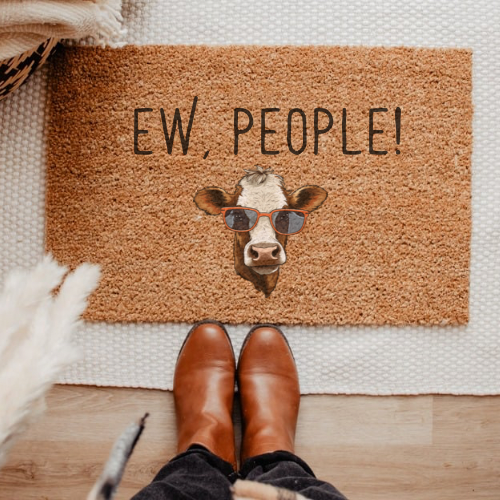 Ew, People Door Mat With Cow Head
