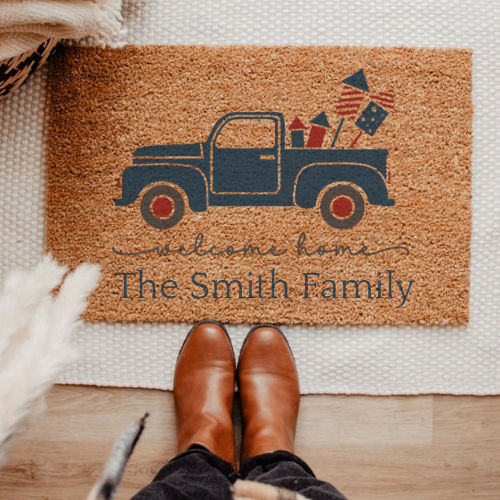 Personalized Patriotic Door Mat
