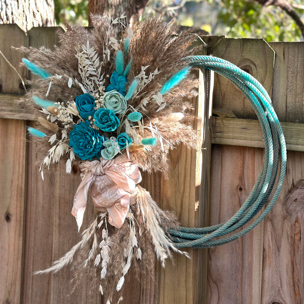 Rustic Lasso Neutral Turquoise – Western Boho Decor