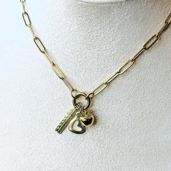Teacher Charm Necklace Apple