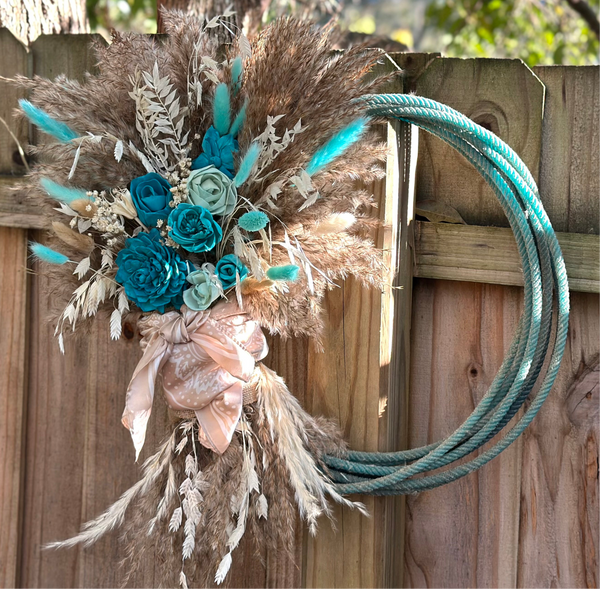 Rustic Lasso Neutral Turquoise – Western Boho Decor