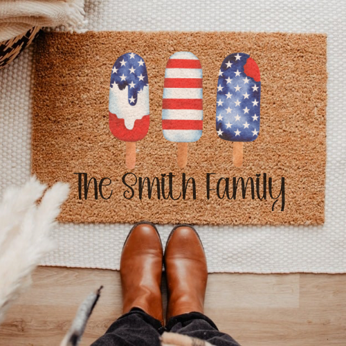 Personalized Popsicle Patriotic Door Mat