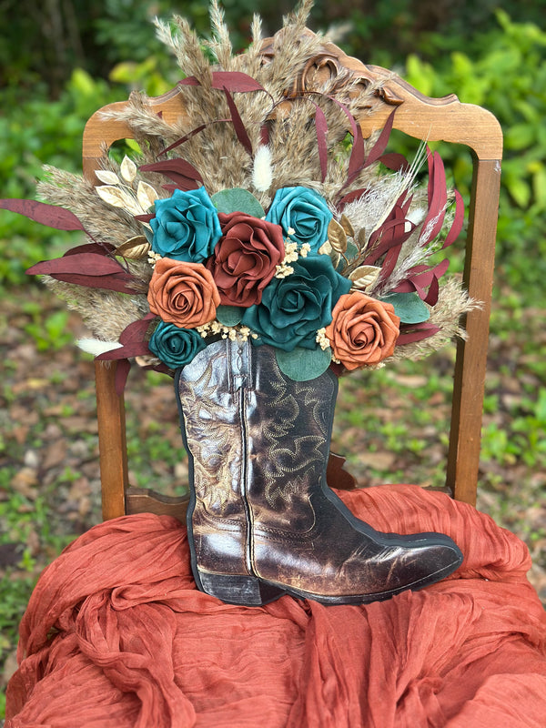 Western Floral Boot Wall Sign  – Boho Decor