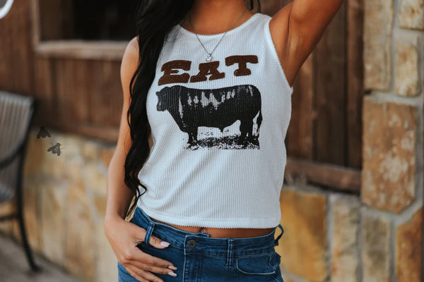 Eat Beef Ribbed Tank