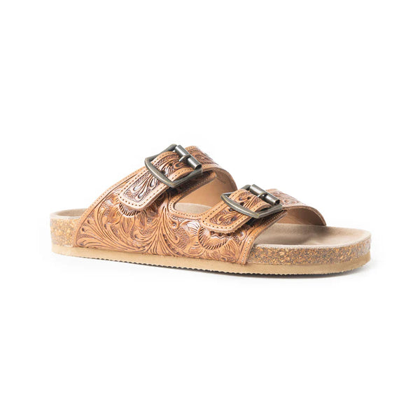 Tooled Sandal in Brown