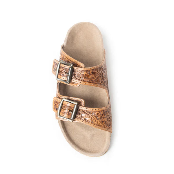 Tooled Sandal in Brown