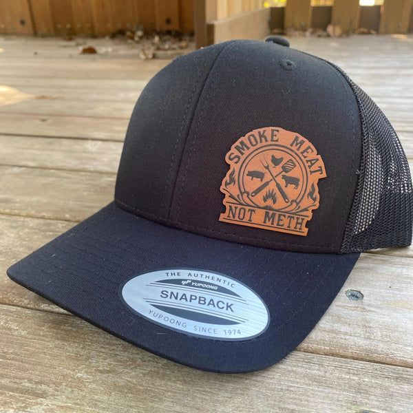 Smoke Meat Not Meth BBQ Yupong Snapback Trucker Hat