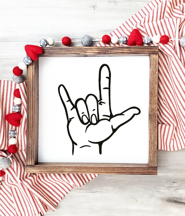 I Love You Hand Sign Framed Sign