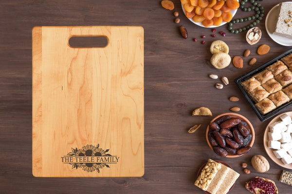 Personalized Sunflower Monogram Cutting Board
