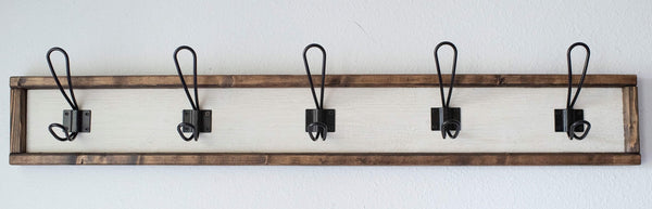 Framed Distressed Barn Wood Farmhouse Style Coat Rack for Entryway/Mudroom