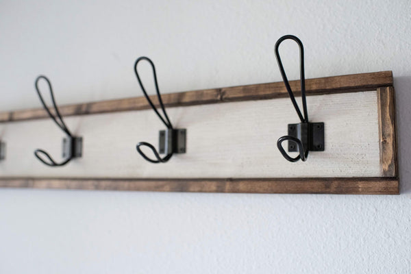 Framed Distressed Barn Wood Farmhouse Style Coat Rack for Entryway/Mudroom