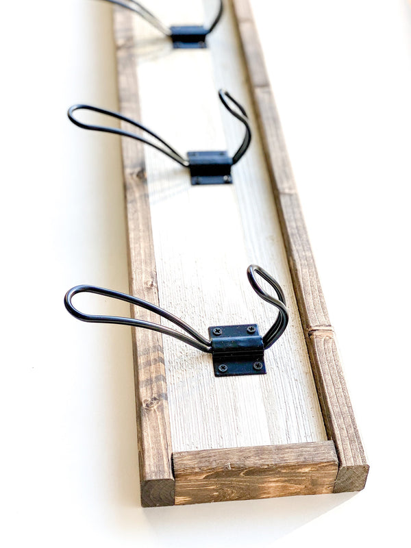 Framed Distressed Barn Wood Farmhouse Style Coat Rack for Entryway/Mudroom