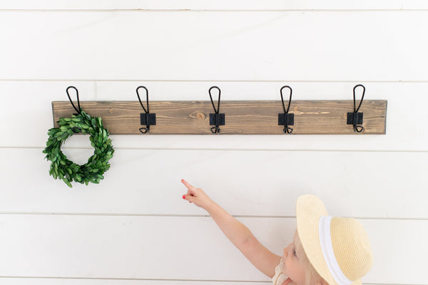 Farmhouse Wood Coat Rack for Entryway/Mudroom with Decorative Edge Made from Solid Wood