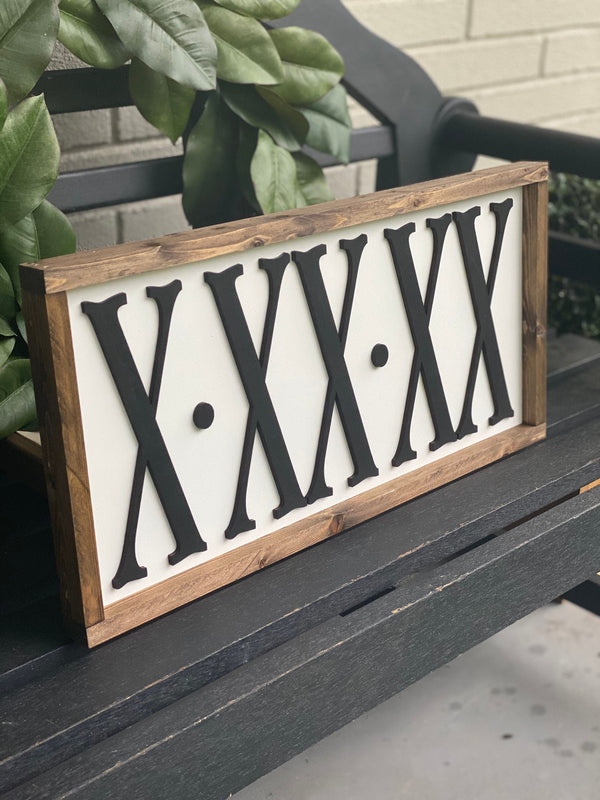 Roman Numeral Wood Framed Sign