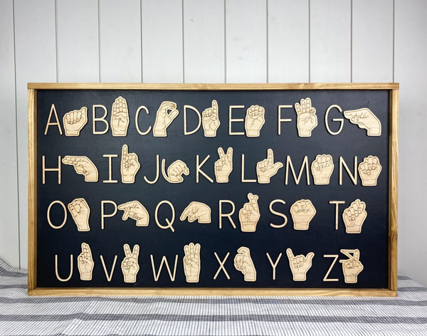 ASL Alphabet Wood Framed Sign – Teele and Company