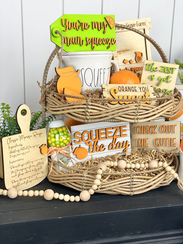 Orange Tiered Tray Signs