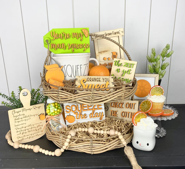 Orange Tiered Tray Signs