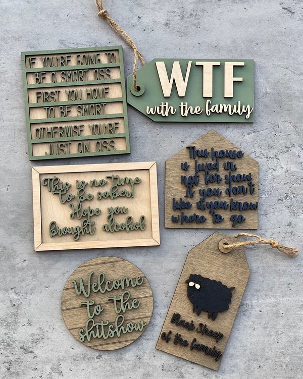 Funny Family Tiered Tray Signs