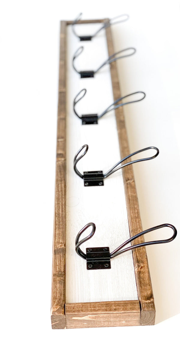Framed Distressed Barn Wood Farmhouse Style Coat Rack for Entryway/Mudroom