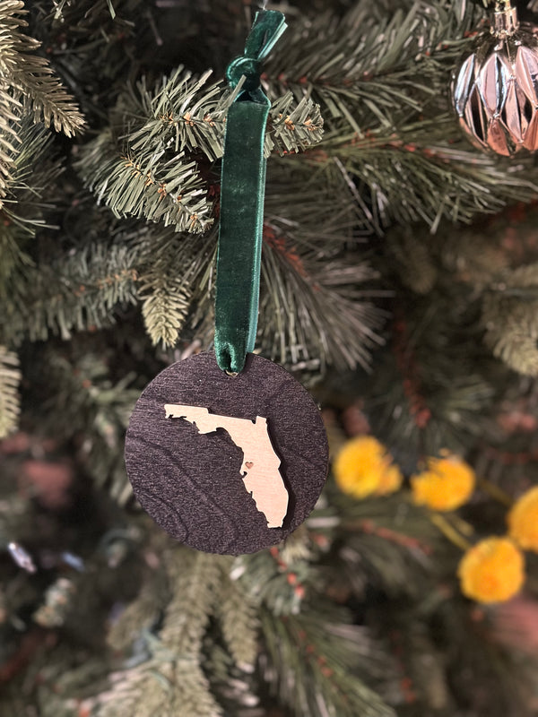 Black and Wood Florida Ornament